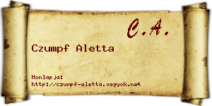 Czumpf Aletta névjegykártya